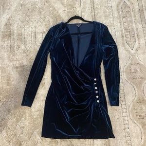 Topshop Velvet Dress with Button Detail